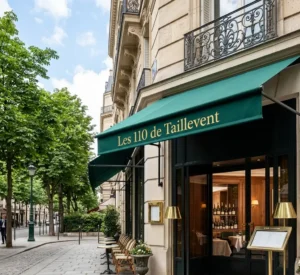 Façade du restaurant Les 110 de Taillevent à Paris pour le déjeuner du Club Gourmet.